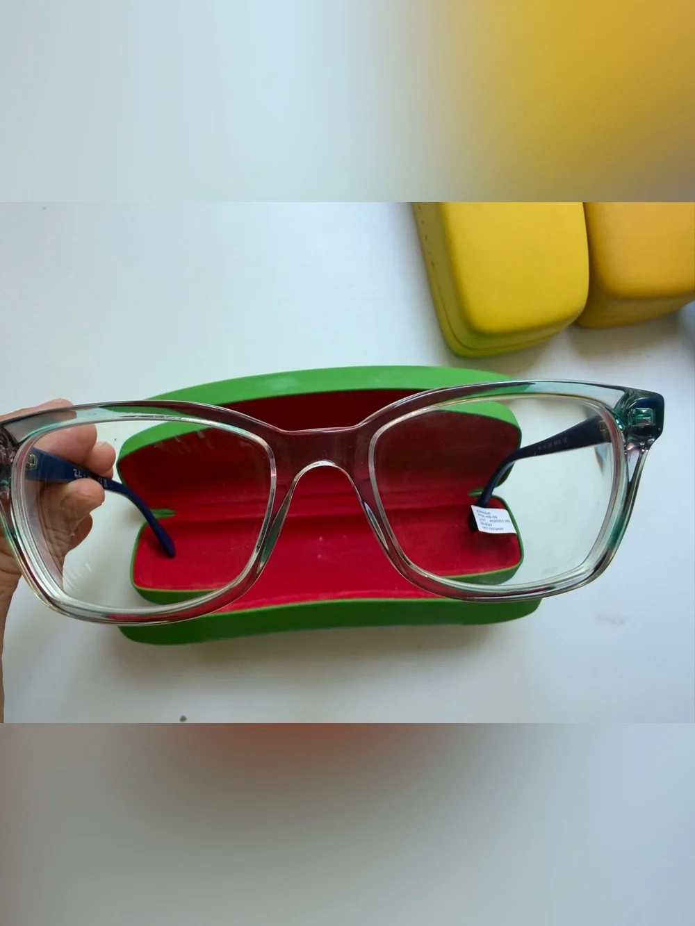 Ray-Ban Clear Frame Kids Glasses with Green Case